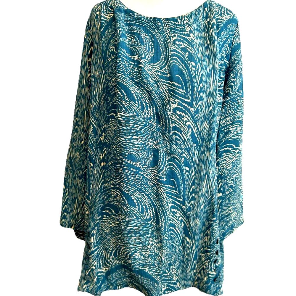Soft Surroundings Blue tunic XL casual boho Swirl Comfy resort wear retro comfy